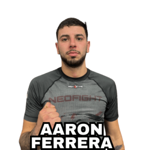 Professional MMA fighter Aaron Ferrera in a fighting stance for his upcoming fight in Fight Island Championship