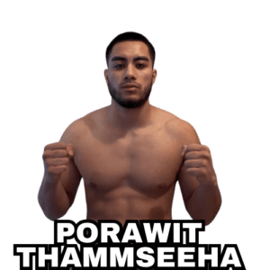 Professional MMA fighter Porawit Thammseeha in a fighting stance for his upcoming fight in Fight Island Championship